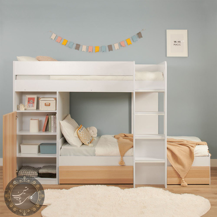 تخت دوطبقه کمد دار