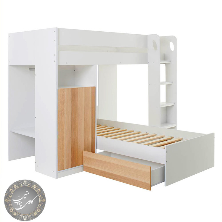 تخت دو طبقه با جالباسی