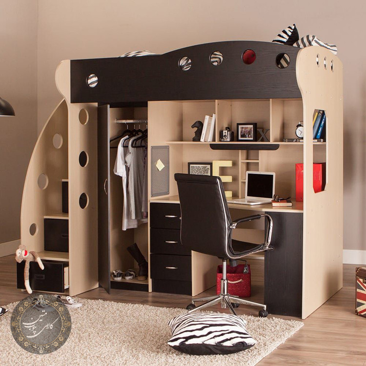 تخت دوطبقه با کمد