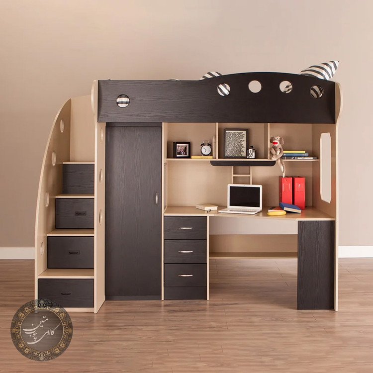 تخت دوطبقه با میز مطالعه