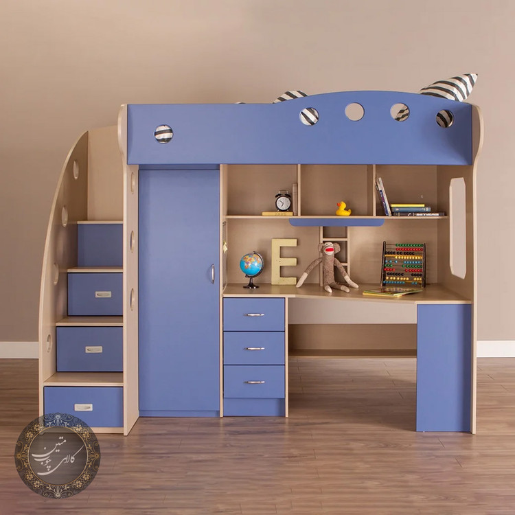 تخت دوطبقه کرمی آبی