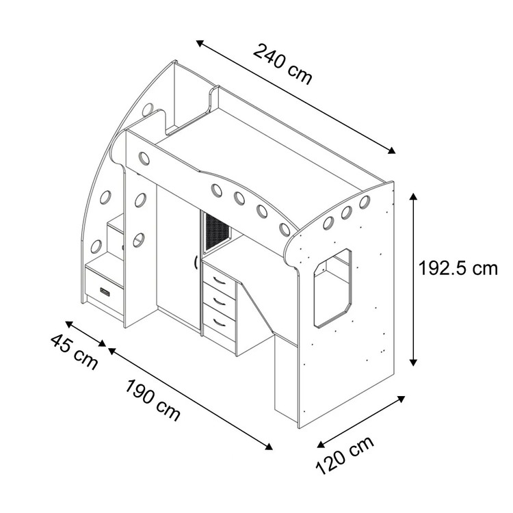ابعاد تخت دوطبقه