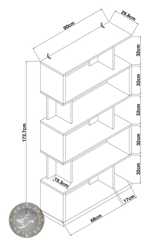 ابعاد کتابخانه ایستاده