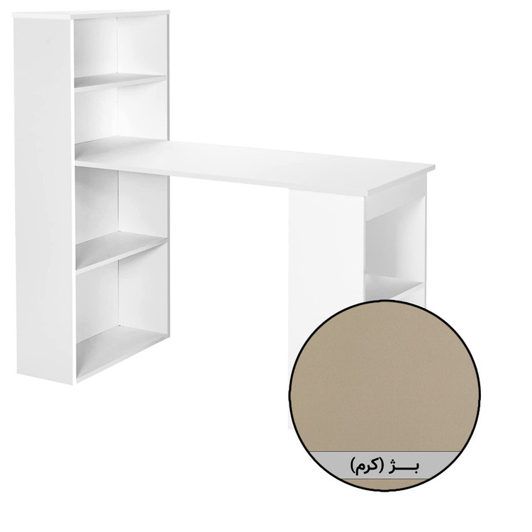 میز تحریر کتابخانه دار کرمی رنگ